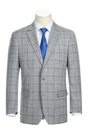 Grey Windowpane 2-Button Notch Suit (2-Piece Set)