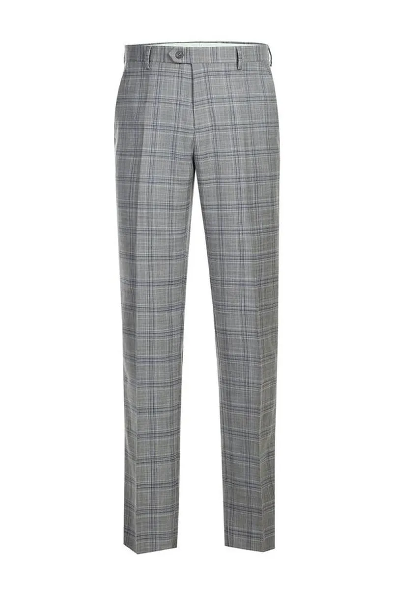 Grey Windowpane 2-Button Notch Suit (2-Piece Set)