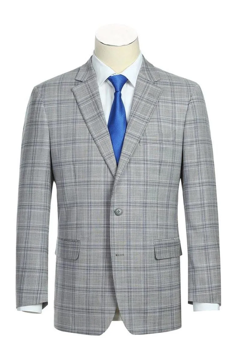 Grey Windowpane 2-Button Notch Suit (2-Piece Set)