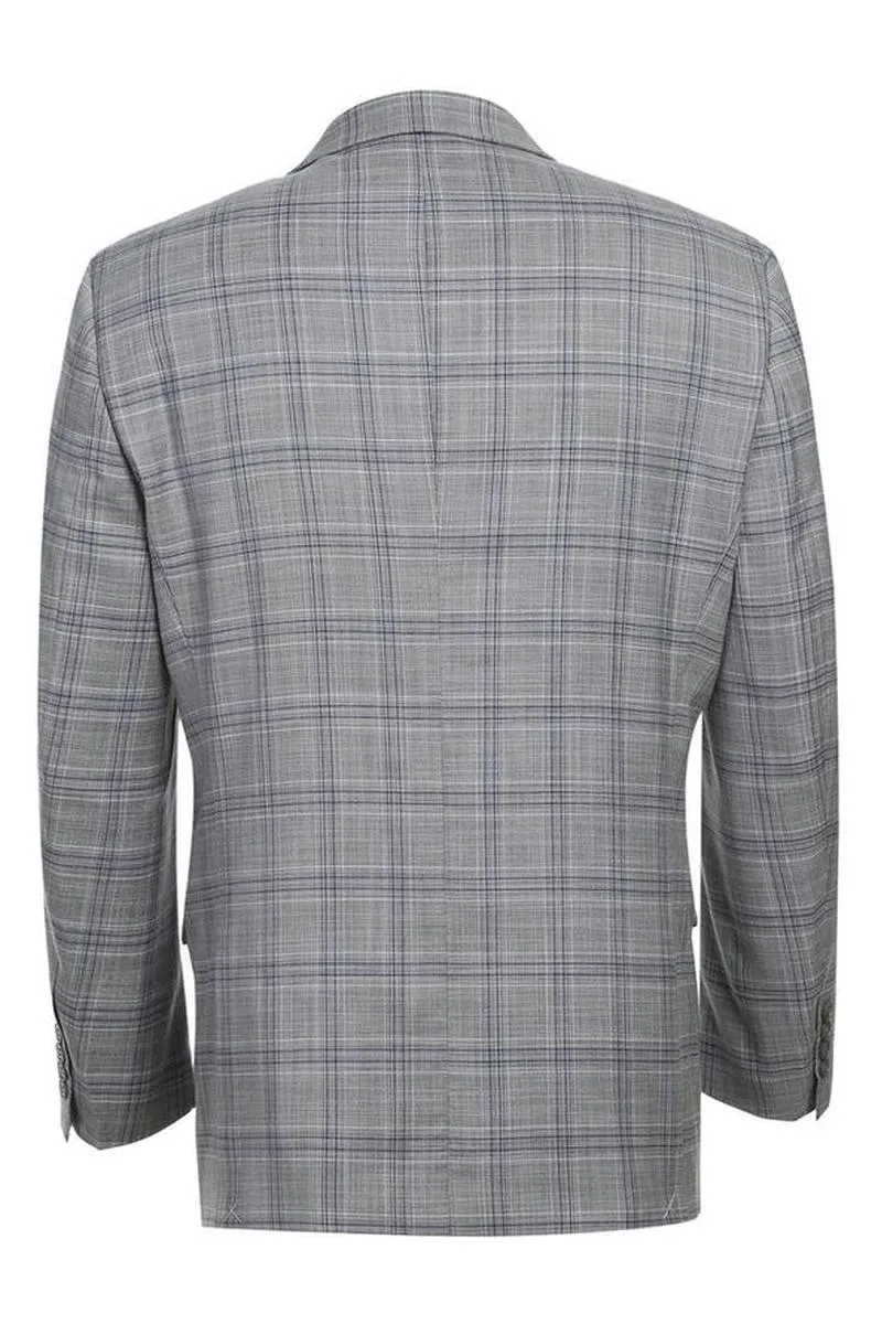 Grey Windowpane 2-Button Notch Suit (2-Piece Set)