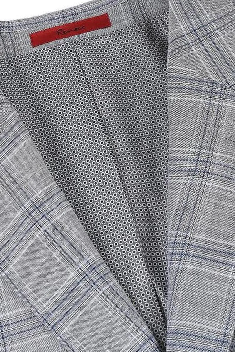 Grey Windowpane 2-Button Notch Suit (2-Piece Set)