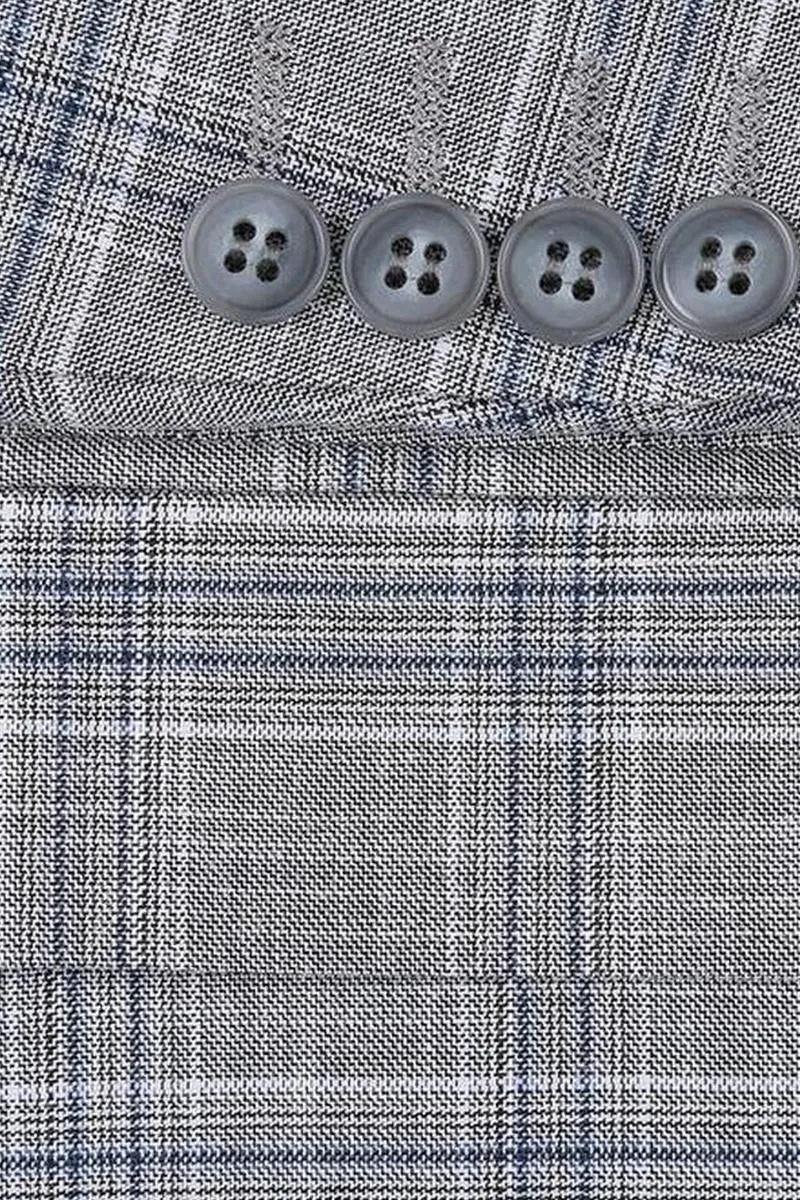 Grey Windowpane 2-Button Notch Suit (2-Piece Set)