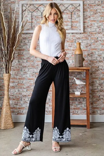 Hazel Blues® | Heimish Solid Damask Casual Pants