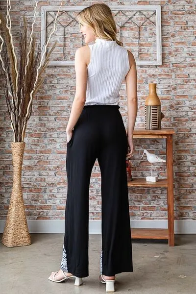 Hazel Blues® | Heimish Solid Damask Casual Pants