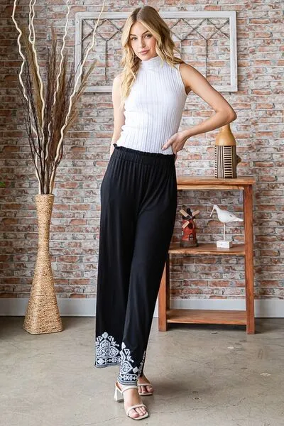 Hazel Blues® | Heimish Solid Damask Casual Pants