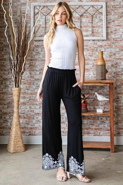 Hazel Blues® | Heimish Solid Damask Casual Pants