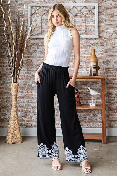 Hazel Blues® | Heimish Solid Damask Casual Pants