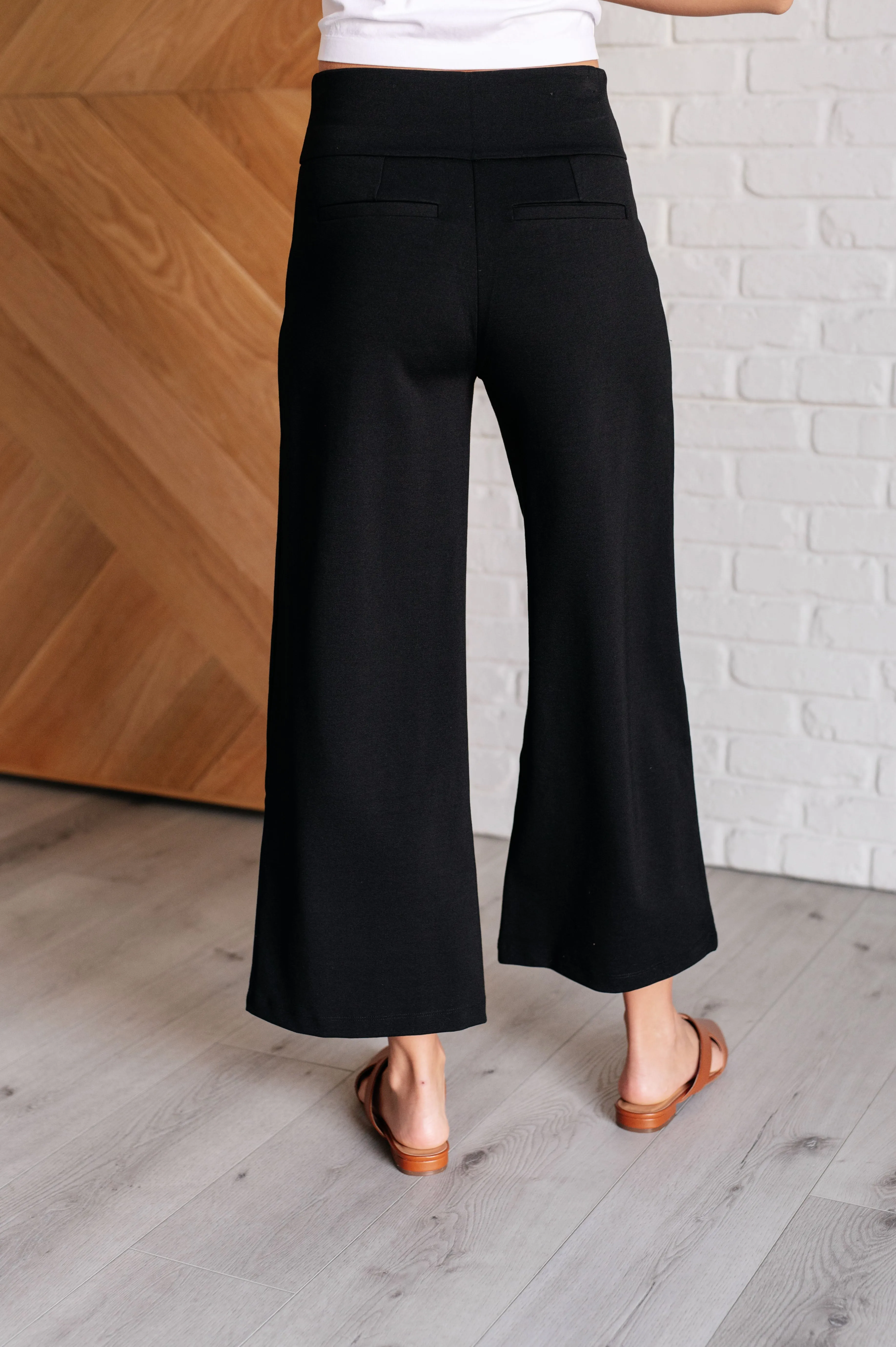 Hazel Blues® |  Magic Wide Leg Crop Pants in Black