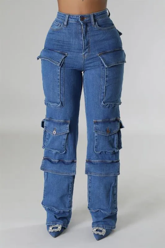 High Rise Cargo Jeans