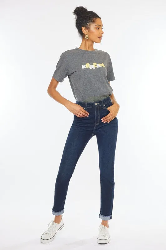 High Rise Rolled Cuff Jeans