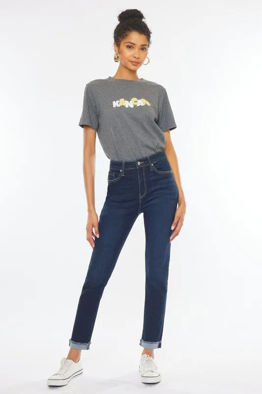 High Rise Rolled Cuff Jeans