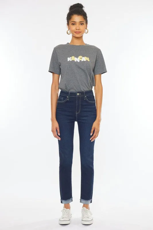 High Rise Rolled Cuff Jeans