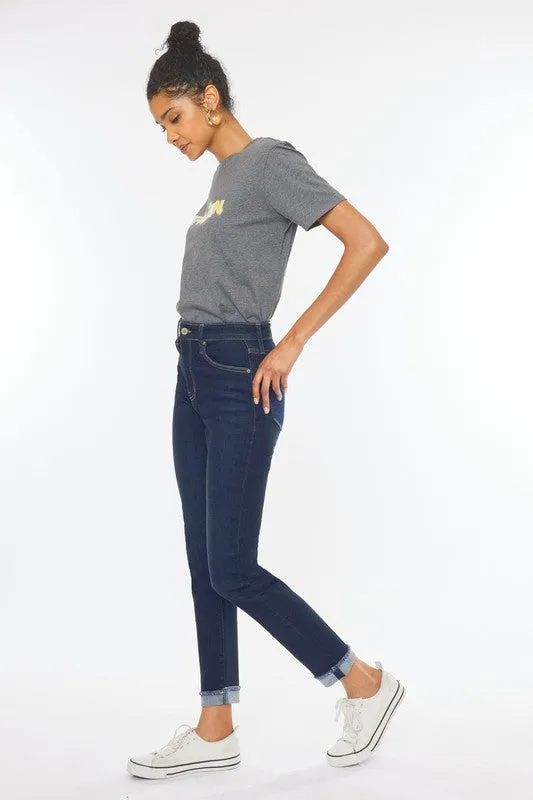 High Rise Rolled Cuff Jeans