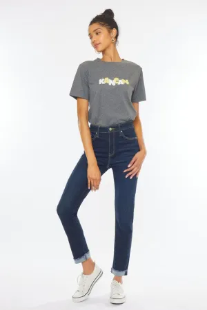 High Rise Rolled Cuff Jeans