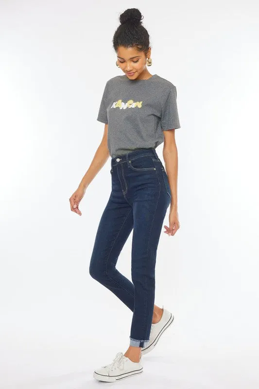 High Rise Rolled Cuff Jeans
