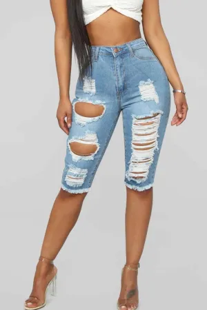 Hole Slim Short Hole Pants