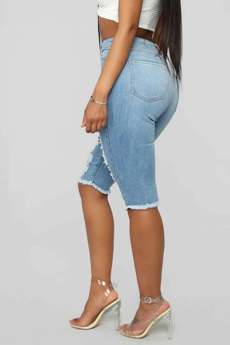 Hole Slim Short Hole Pants