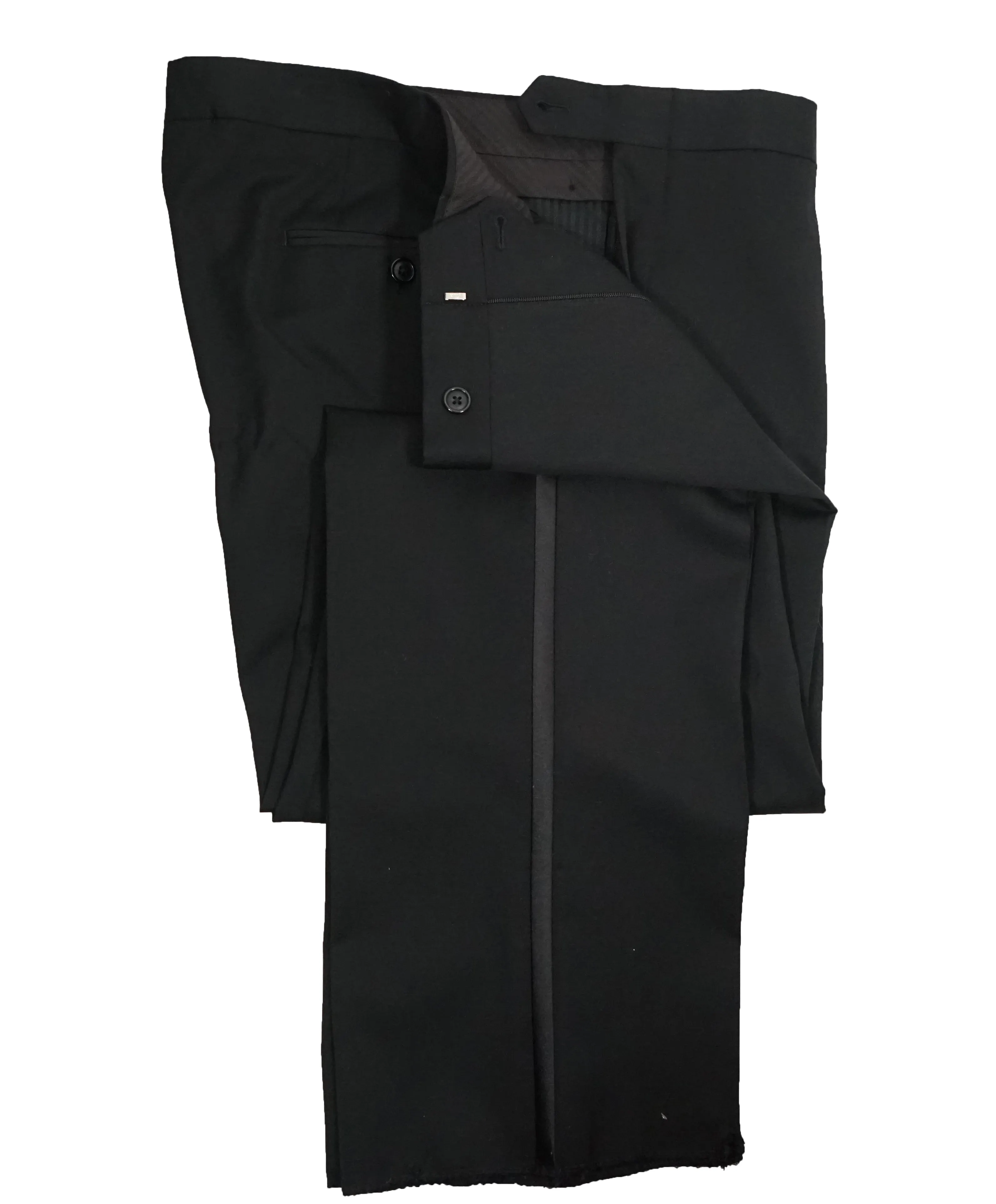 IKE BEHAR - Notch Lapel Classic Black 2-Button Tuxedo Suit - 44R