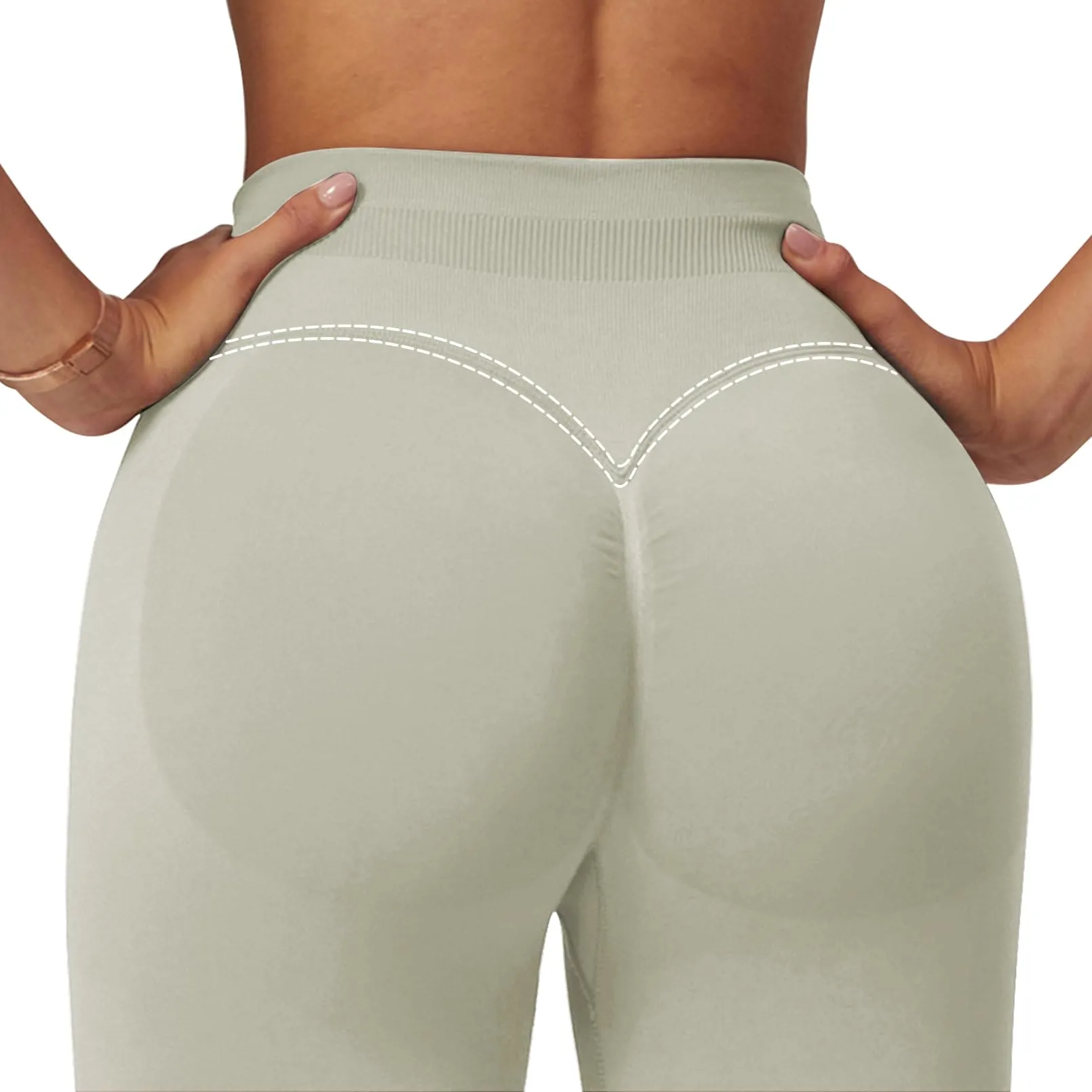 Impact Leggings for Women Seamless Workout Yoga Pants Hidden Scrunch Butt Tummy Control Gym Leggings Mid Low Waist 25" Feather Beige