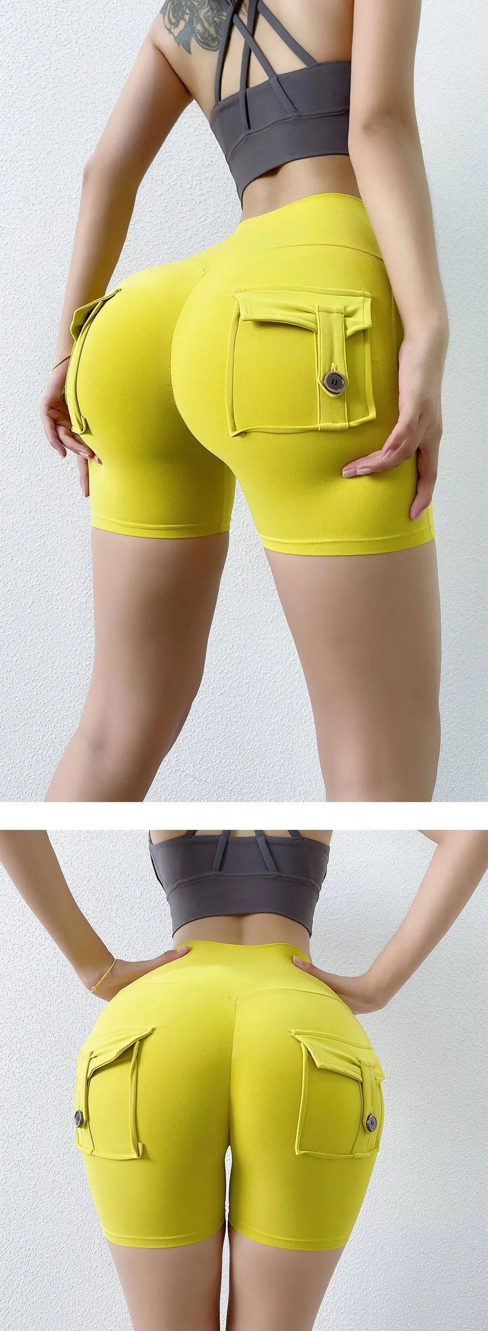 Internet Celebrity Nude Feel Pocket Yoga Shorts