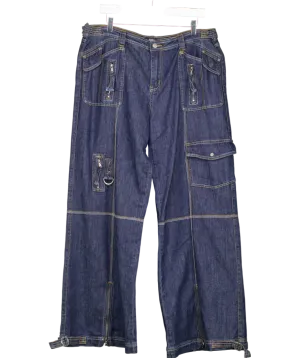 Jaded London Blue Hudson Pocket Detail Denim Cargo Trousers W34