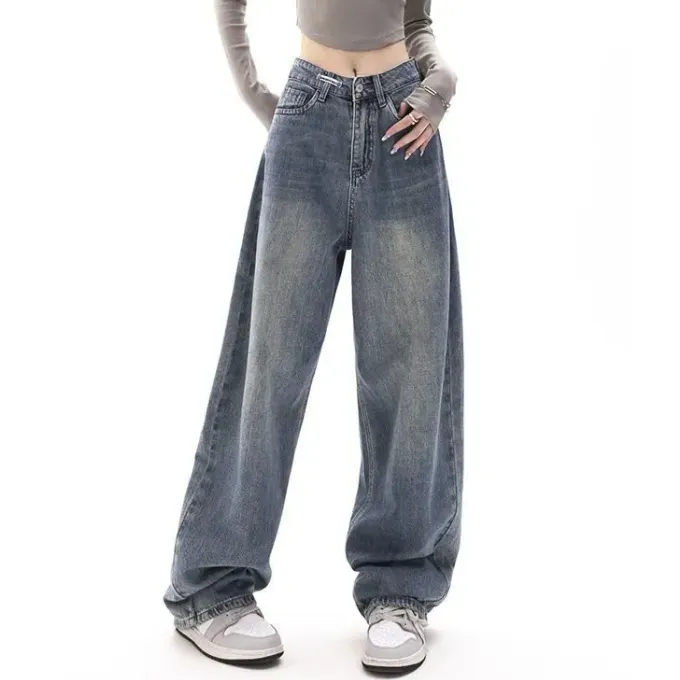JazzHer 90s Washed High Waist Boyfriend Jeans
