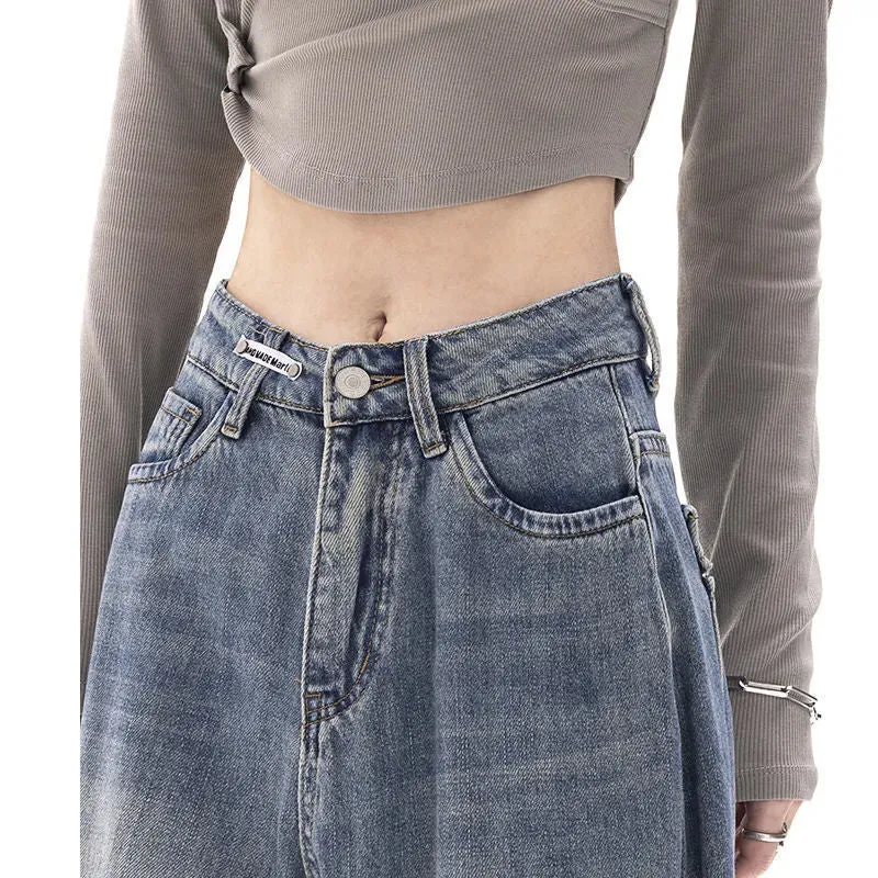 JazzHer 90s Washed High Waist Boyfriend Jeans