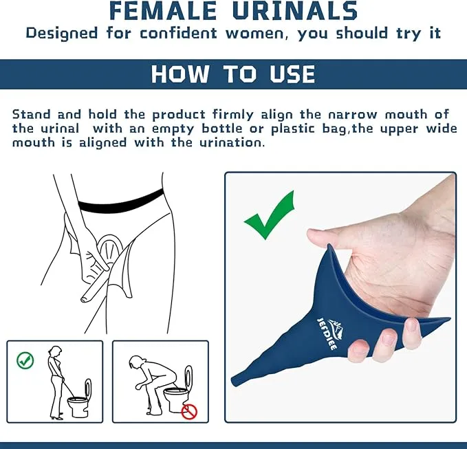 JefDiee Female Urination Device,Silicone Pee Funnel for Women,Female Urinal Women Pee Funnel Allows Women to Pee Standing Up