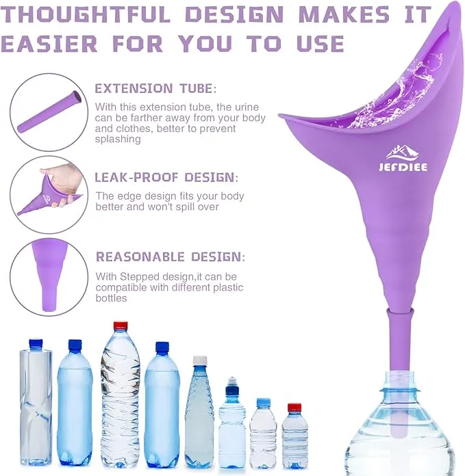 JefDiee Female Urination Device,Silicone Pee Funnel for Women,Female Urinal Women Pee Funnel Allows Women to Pee Standing Up