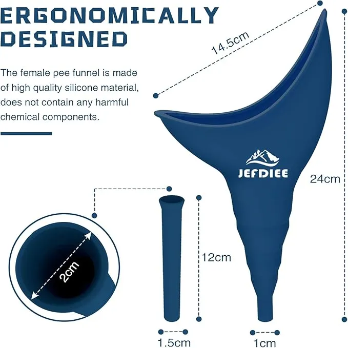 JefDiee Female Urination Device,Silicone Pee Funnel for Women,Female Urinal Women Pee Funnel Allows Women to Pee Standing Up