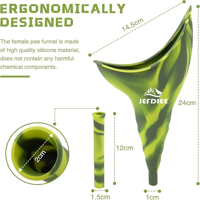 JefDiee Female Urination Device,Silicone Pee Funnel for Women,Female Urinal Women Pee Funnel Allows Women to Pee Standing Up