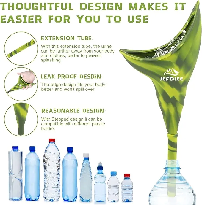 JefDiee Female Urination Device,Silicone Pee Funnel for Women,Female Urinal Women Pee Funnel Allows Women to Pee Standing Up