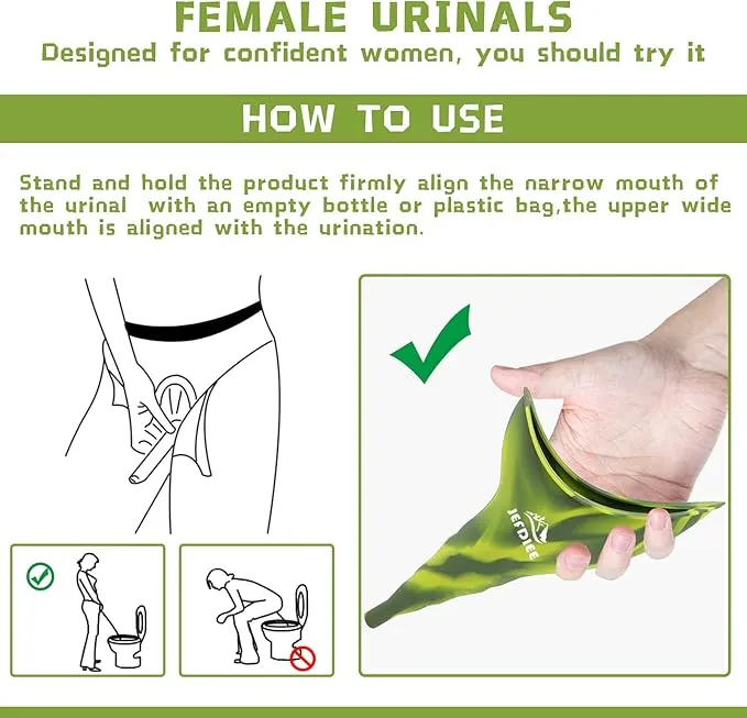 JefDiee Female Urination Device,Silicone Pee Funnel for Women,Female Urinal Women Pee Funnel Allows Women to Pee Standing Up