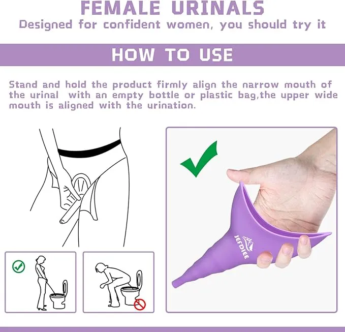 JefDiee Female Urination Device,Silicone Pee Funnel for Women,Female Urinal Women Pee Funnel Allows Women to Pee Standing Up