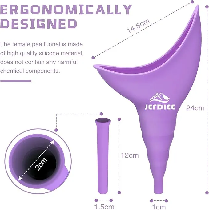 JefDiee Female Urination Device,Silicone Pee Funnel for Women,Female Urinal Women Pee Funnel Allows Women to Pee Standing Up