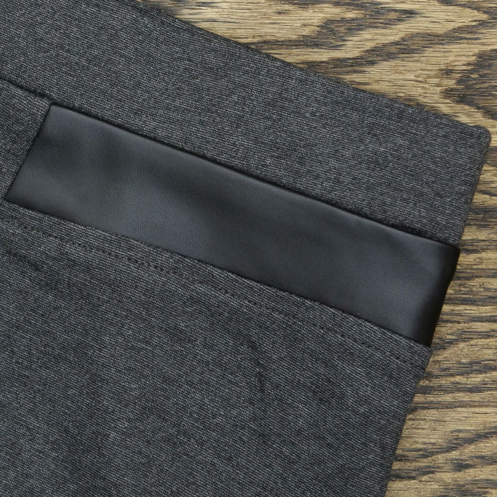 JM Collection Plus Size Faux Leather Trim Ponte Knit Pants