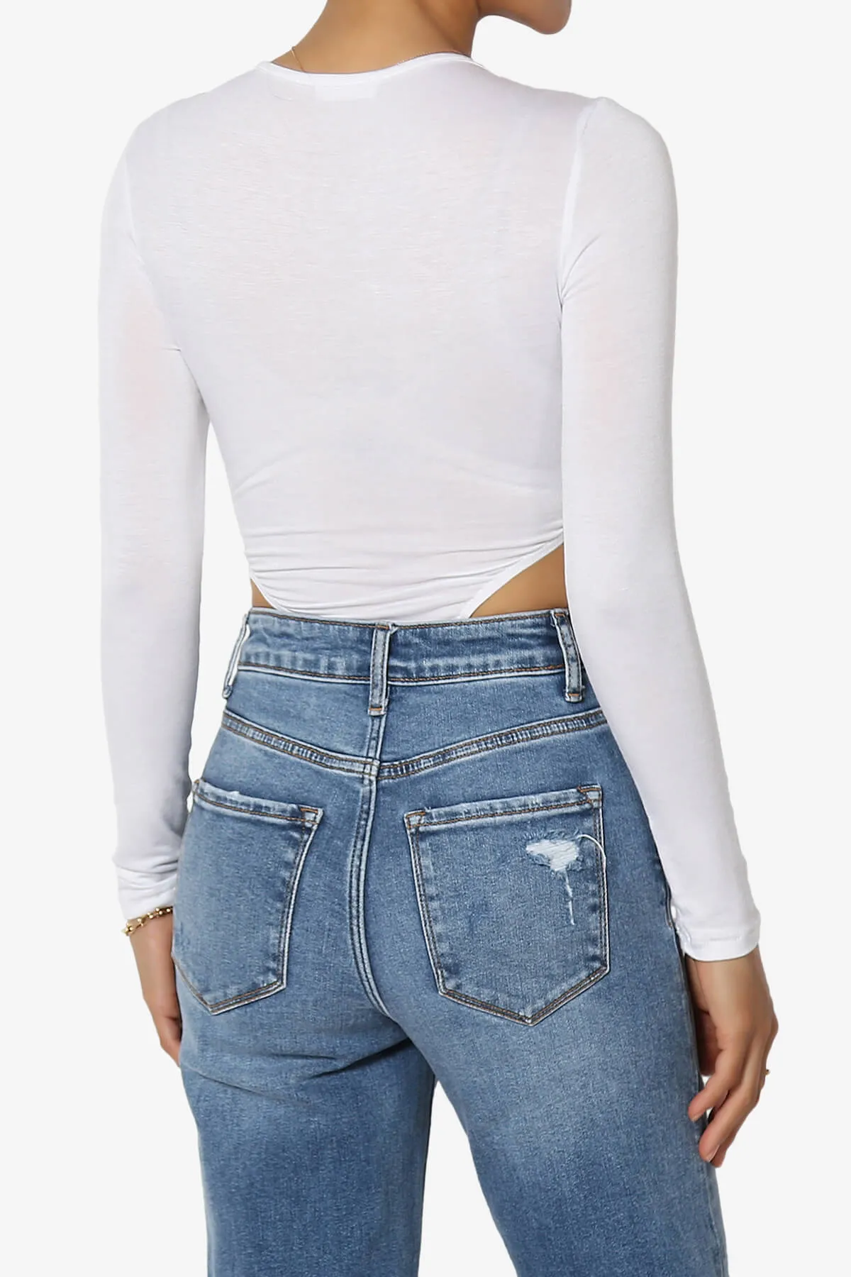 Jones Long Sleeve Zip Front High Cut Bodysuit