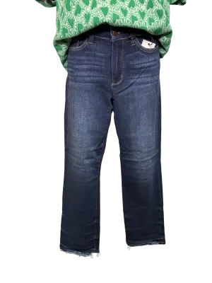 Judy Blue MR Straight Leg Fray Hem Jeans