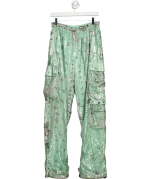 KHRISJOY Green Cargo Pants With Sequins UK S