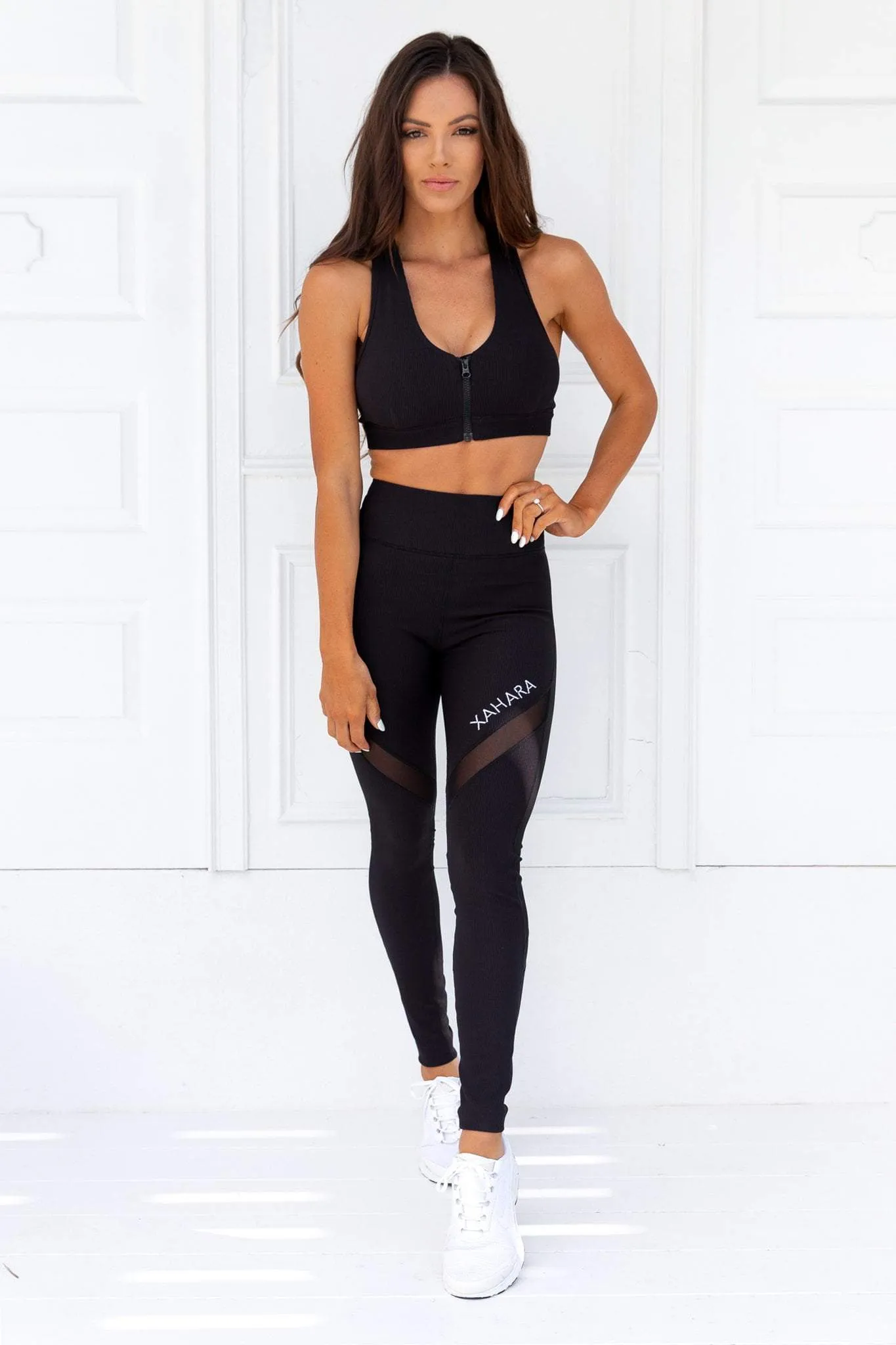 Knockout Black Ribbed Sports Bra