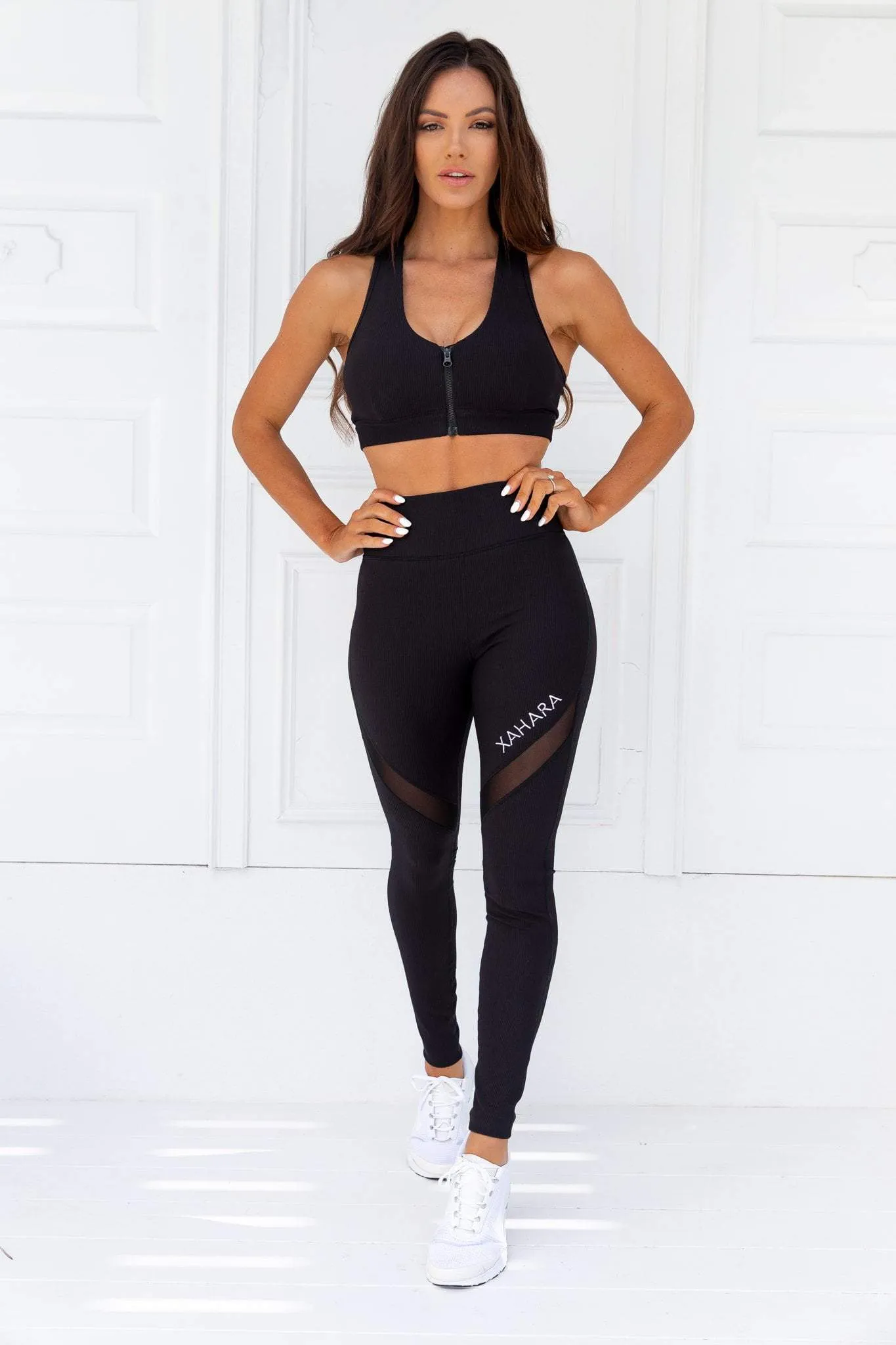 Knockout Black Ribbed Sports Bra