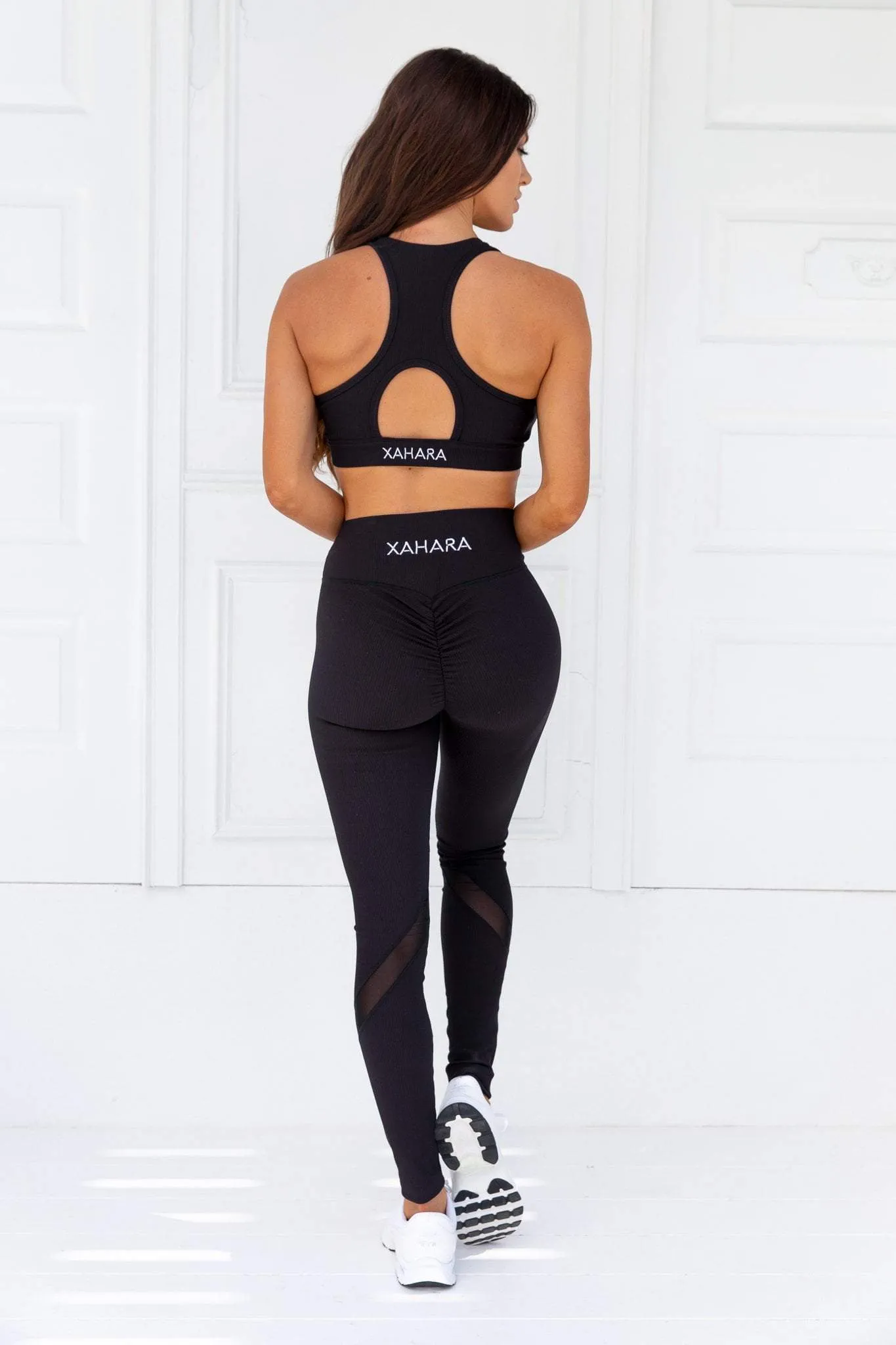 Knockout Black Ribbed Sports Bra