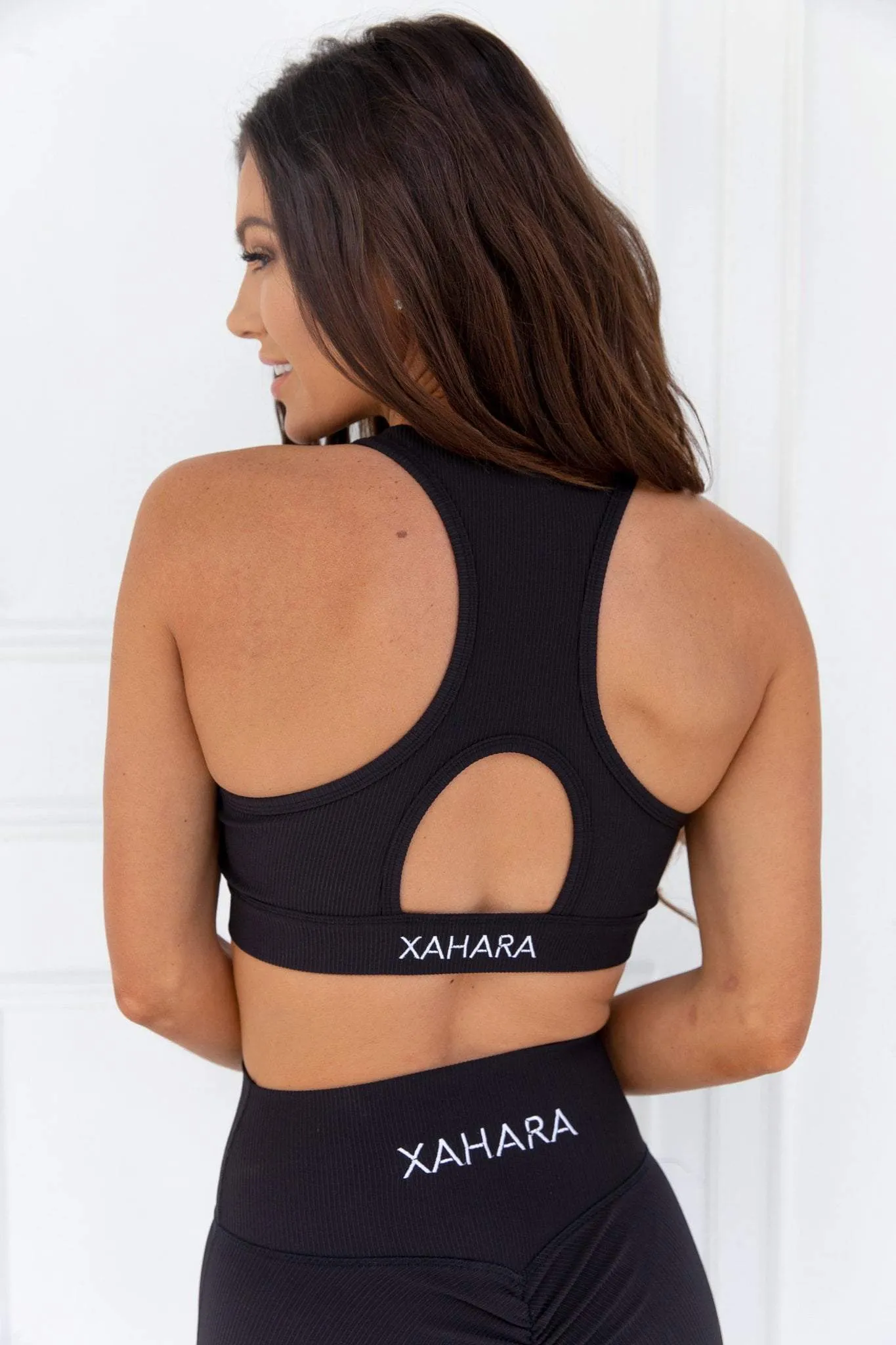 Knockout Black Ribbed Sports Bra