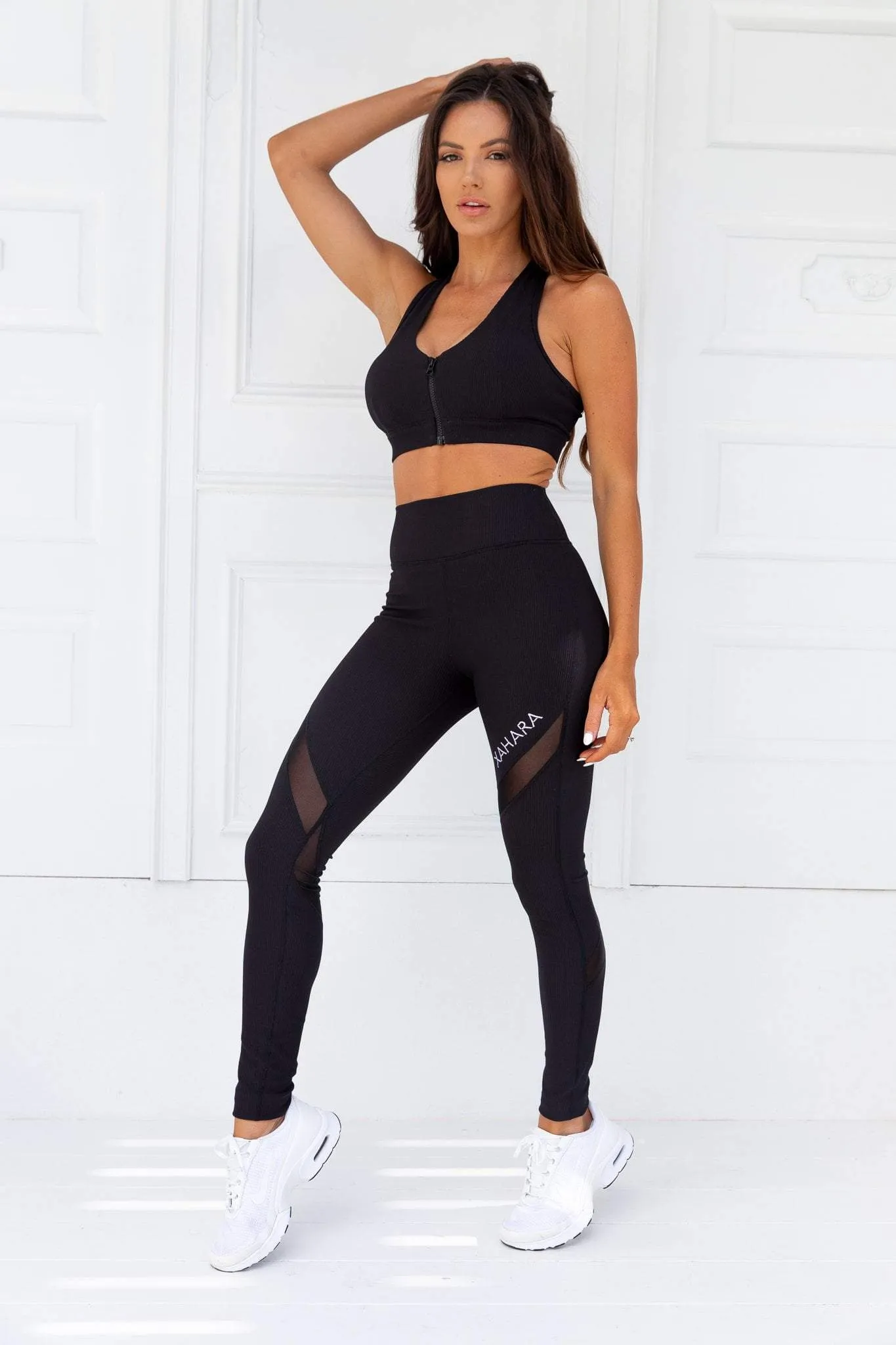 Knockout Black Ribbed Sports Bra