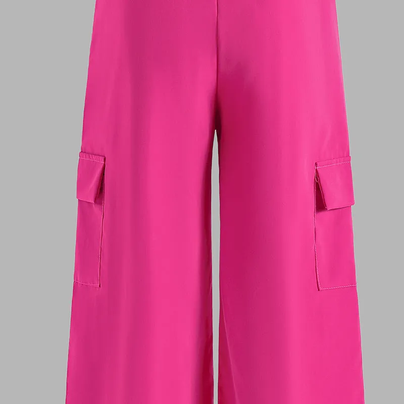 Korean style short-sleeved tops wide-leg overalls two-piece suit