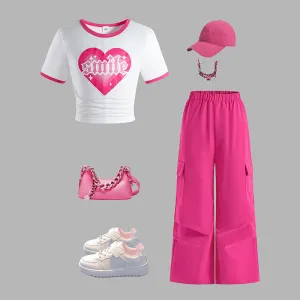 Korean style short-sleeved tops wide-leg overalls two-piece suit