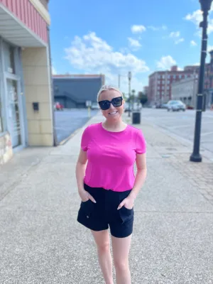 Ladies Hi-Lo Hem Pink Tee