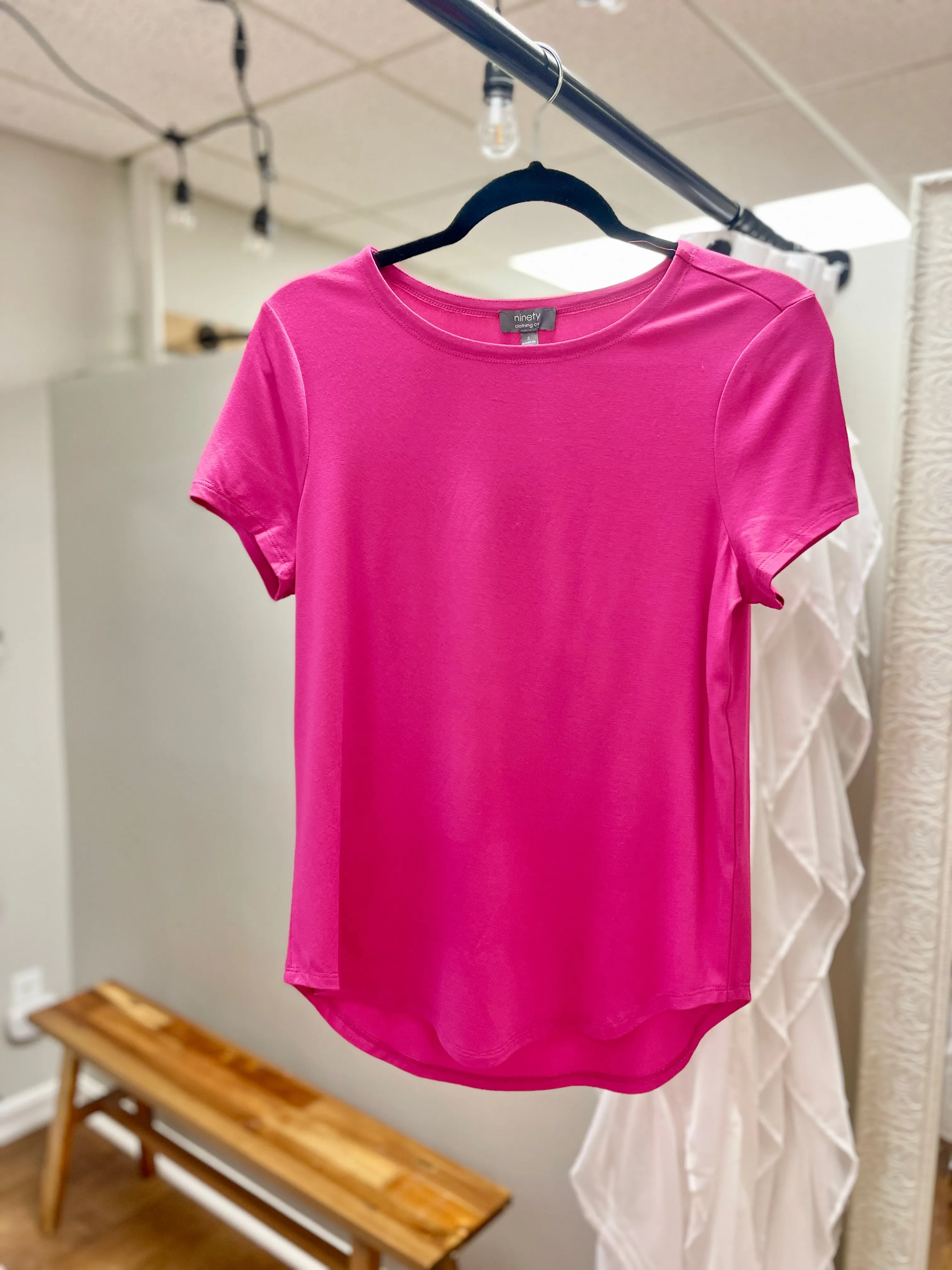 Ladies Hi-Lo Hem Pink Tee