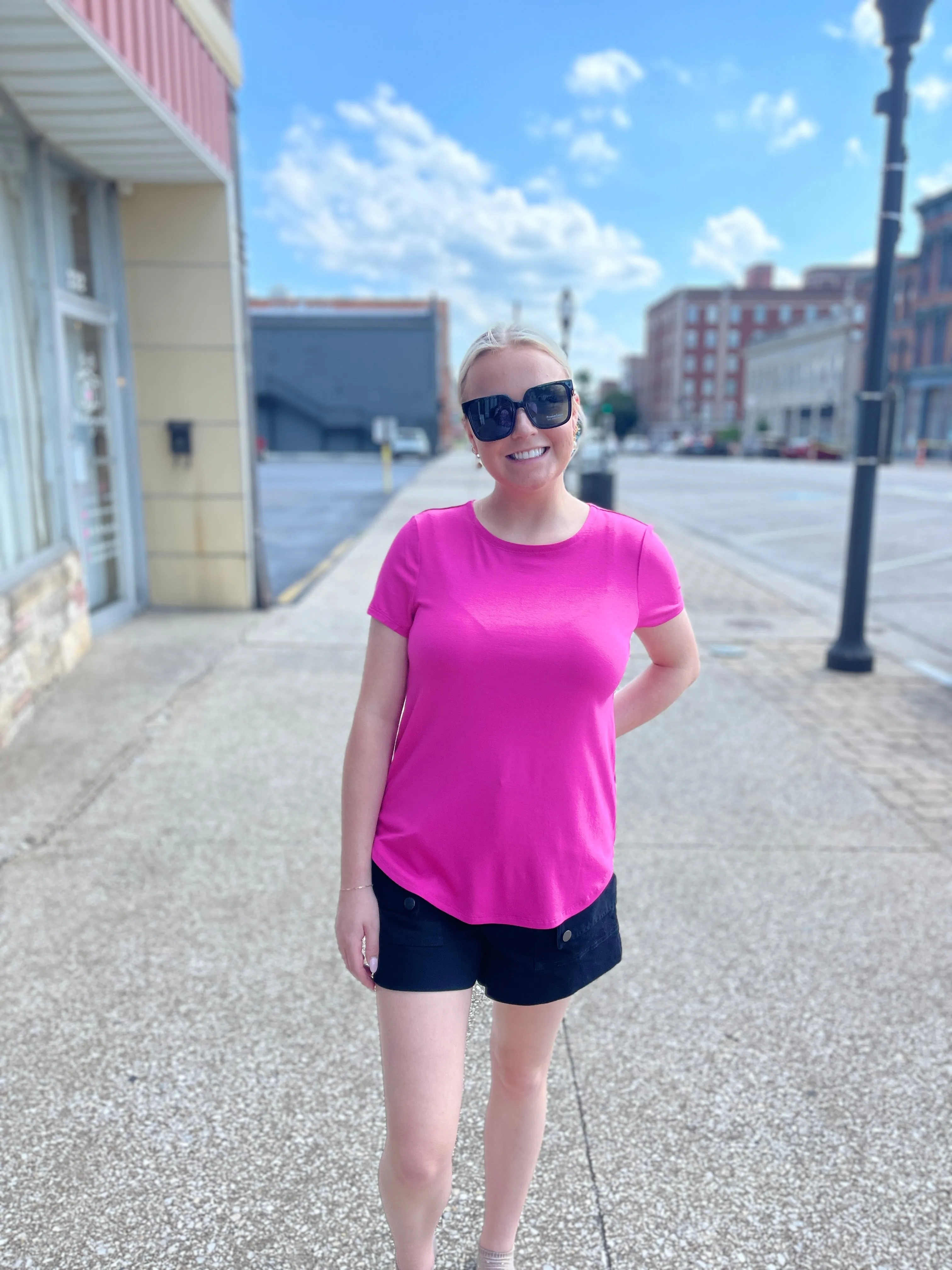 Ladies Hi-Lo Hem Pink Tee