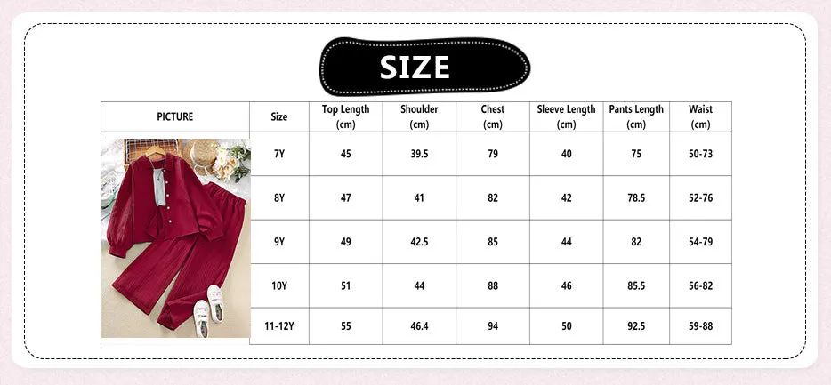 Lapel Long Sleeve Shirt Wide Leg Pants European and American Children's Suit